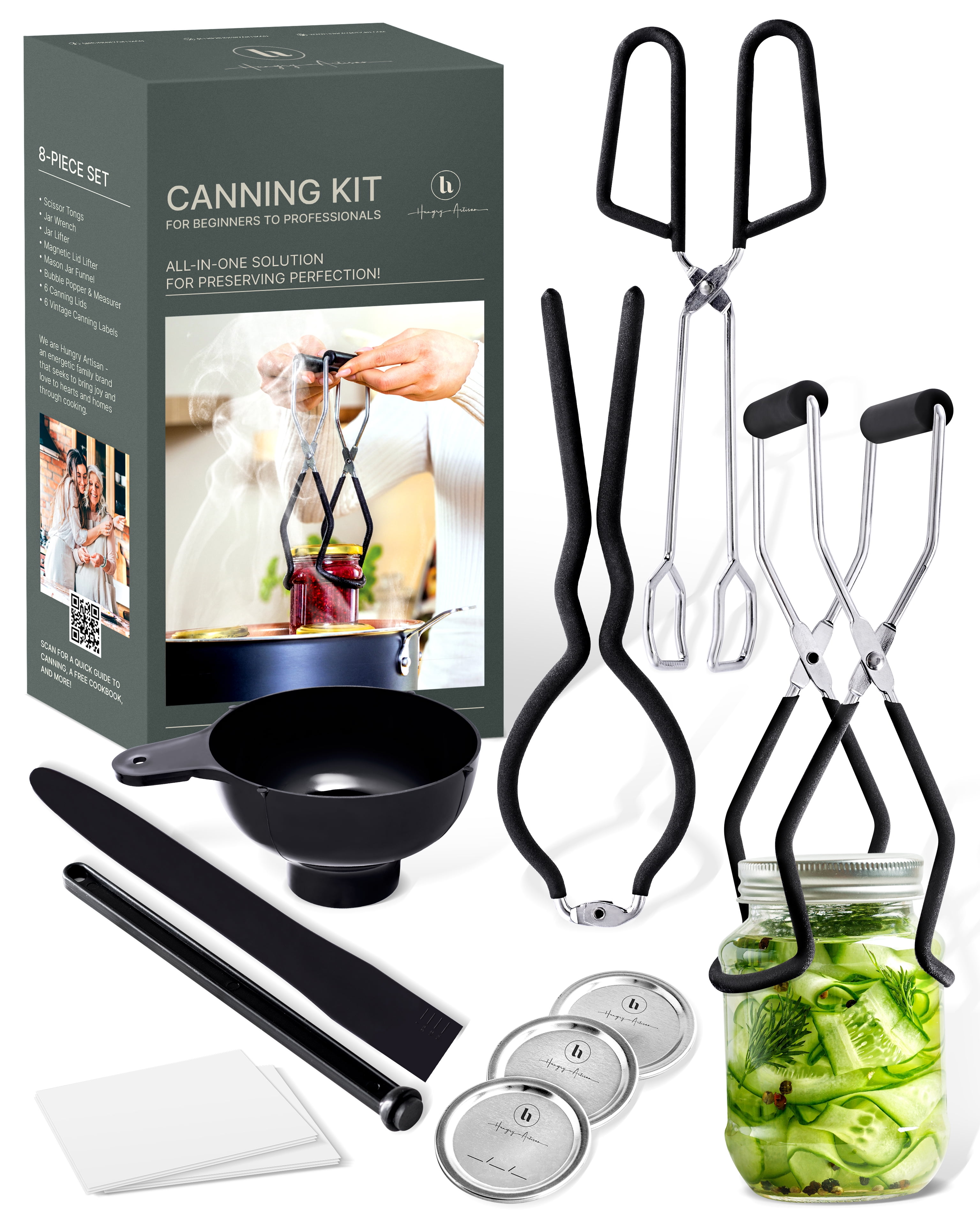 Hungry Artisan 8-Piece Stainless Steel Canning Kit Complete Jarring and Canning Supplies with Accessories