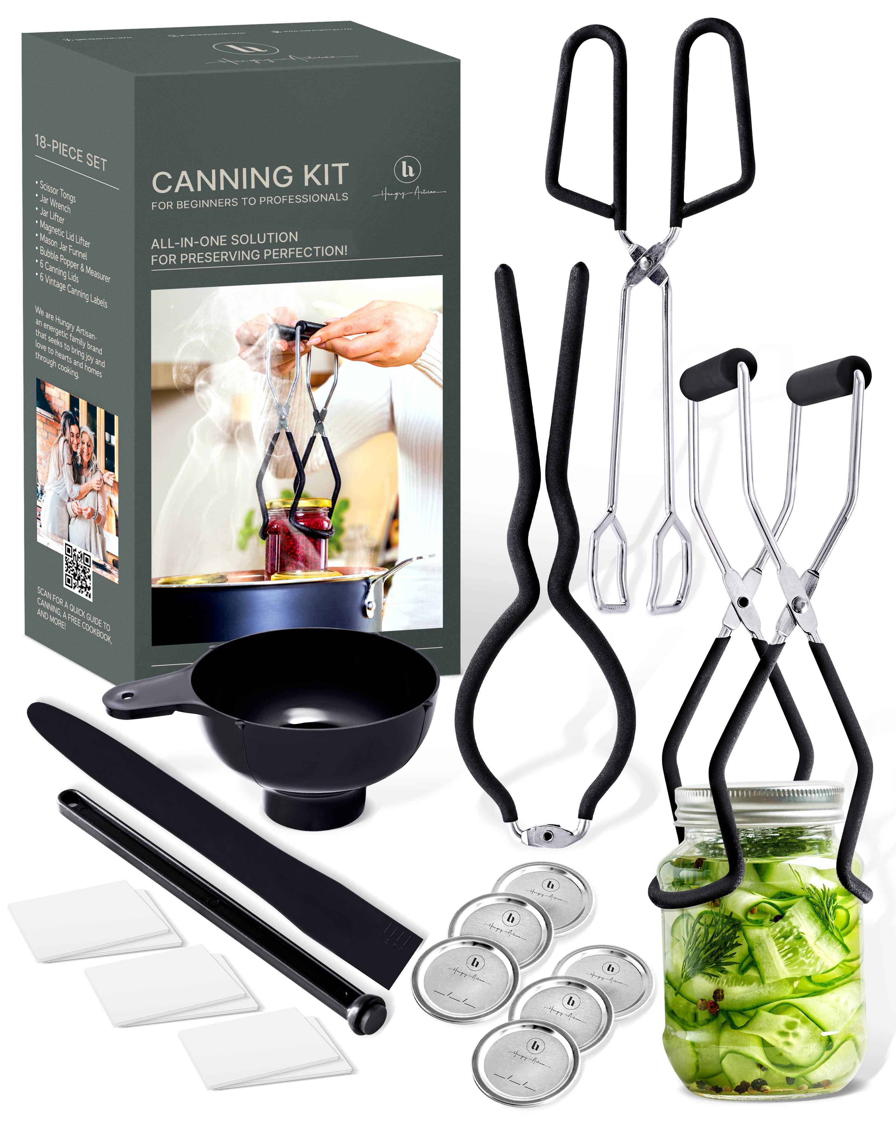 Hungry Artisan 18-Piece Stainless Steel Canning Kit – Complete Jarring and Canning Supplies with Accessories