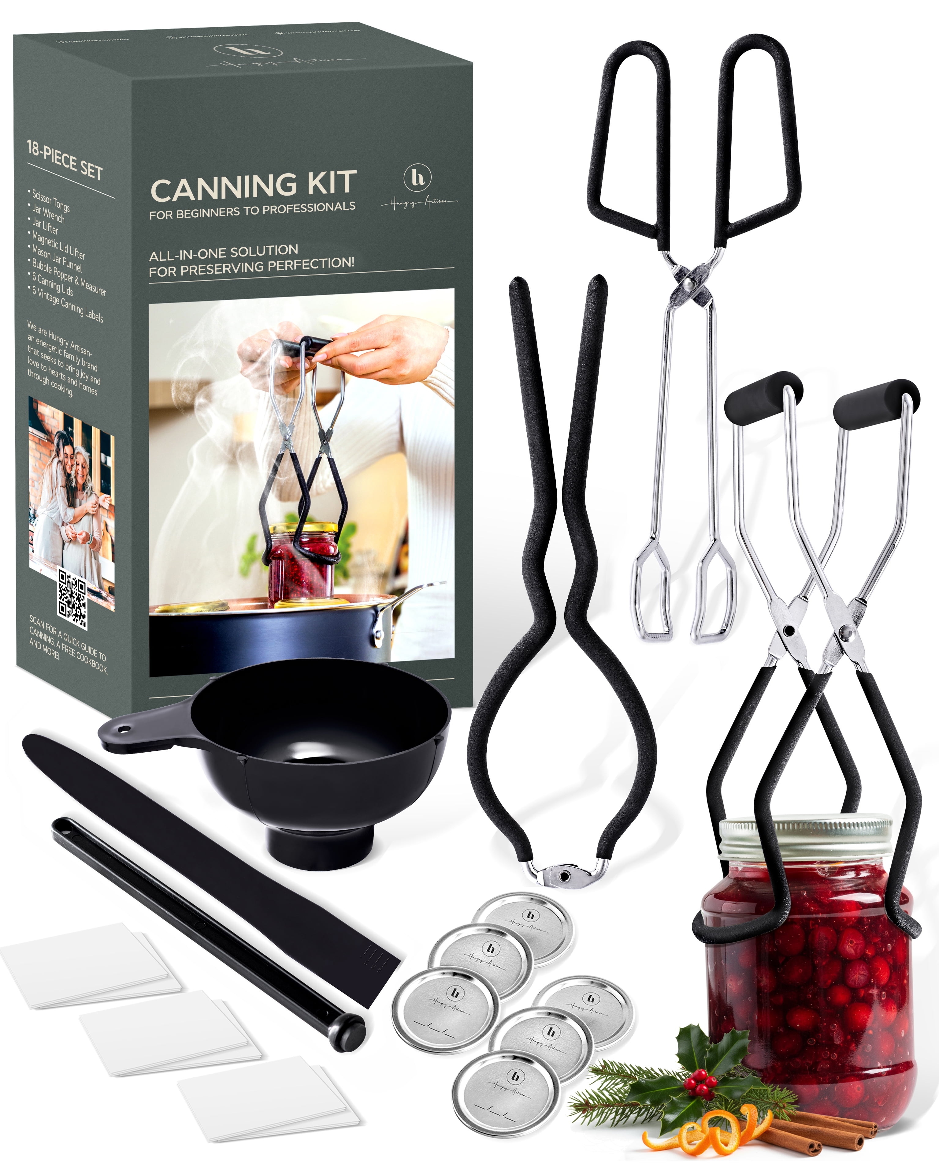 Hungry Artisan 8-Piece Stainless Steel Canning Kit – Complete Jarring and Canning Supplies with Accessories