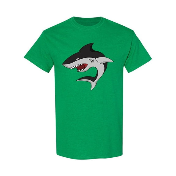 Hungry Black Shark Cartoon T-Shirt Men -Image by Shutterstock, Male Medium