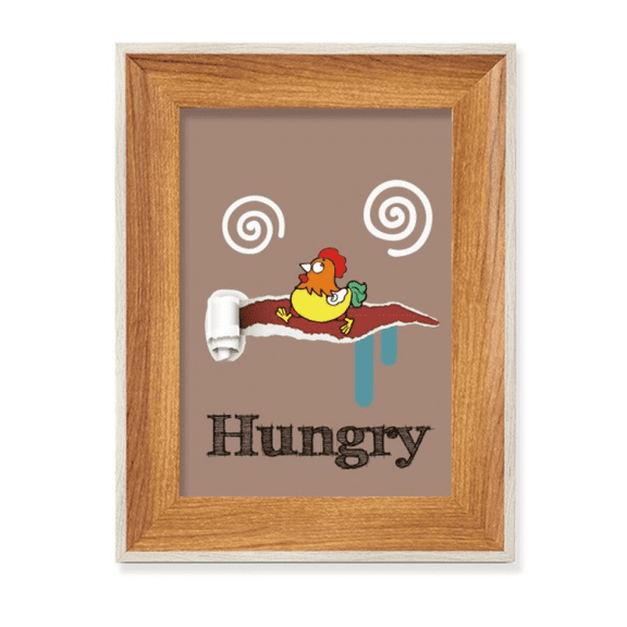 Hungry Brown Emotion Dizzy Chicken Desktop Wooden Photo Frame Display Picture Art Painting Multiple Sets