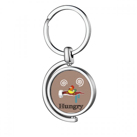 Hungry Brown Emotion Dizzy Chicken Rotating Keychain Metal Keyring Holder