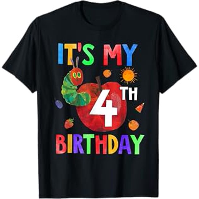 Hungry Caterpillar Four Years Old It's My 4th Birthday Boy TShirt