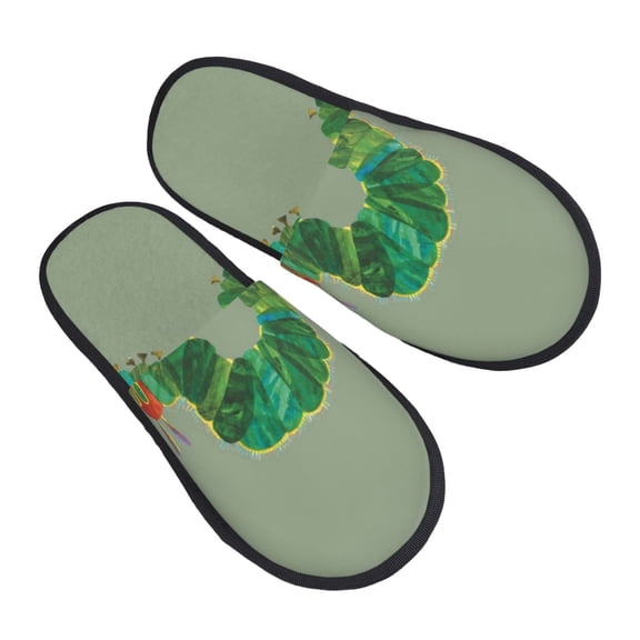 Hungry Caterpilla Slippers for Women Men Cotton Home Slippers Soft Fleece for Indoor Outdoor