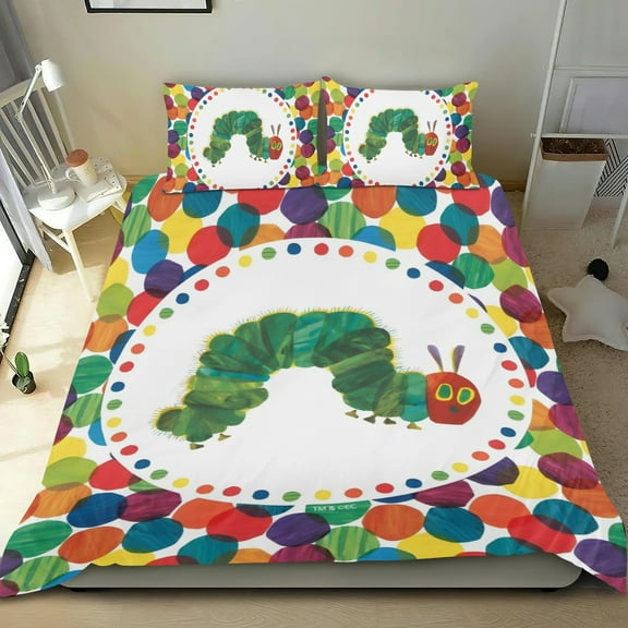 The Very Hungry Caterpillar-themed Bed Sheet Set Three Piece Set Comfortable And Skin Friendly Unique Design Home Decor Gifts For Family Friends fans54''x79''135cm*200cm