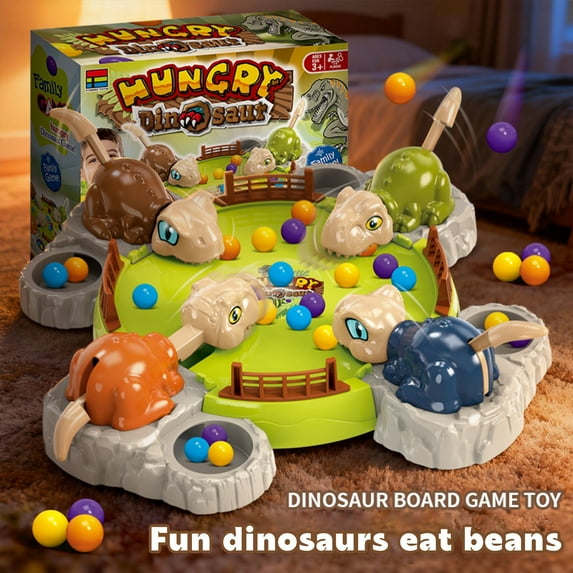 Hungry Dinosaur Scramble Board Game, Dinosaur-Themed Competitive Tabletop Game With 24 Small Balls For Players To Scramble And Collect, Designed For Family Gatherings, Festive