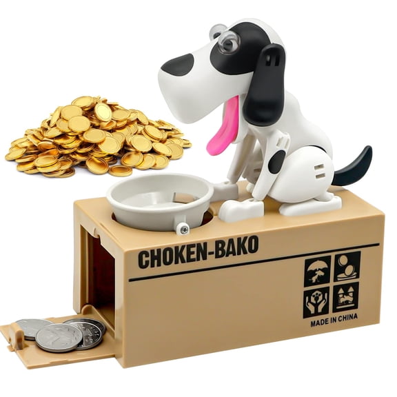 Hungry Dog Piggy Bank, Cute Magic Coin Munching Toy, Dogs Steals Coins Like Magic, Fun Money Box Birthday Gift for Kids