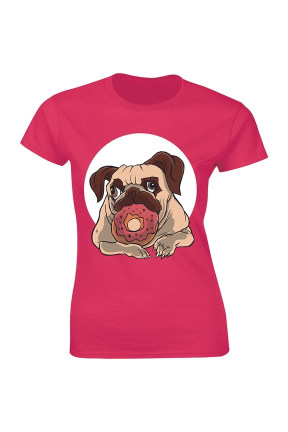 Hungry Dog Pug Love Eating Donut Cute Dog Lover Women's Gift T-Shirt