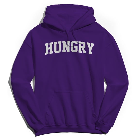 Hungry Graphic Purple Men's Cotton Pullover Hoodie