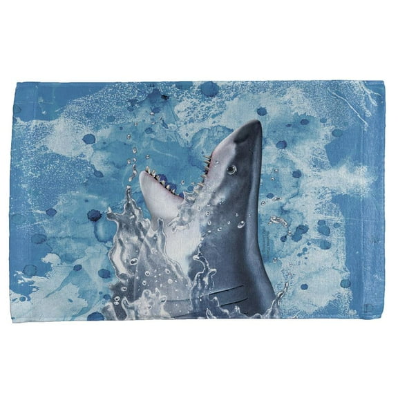 Hungry Great White Shark Breaching All Over Hand Towel