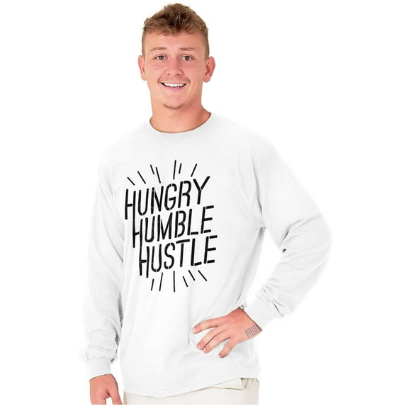 Hungry Humble Hustle Inspirational Plus Size Long Sleeve Graphic Tee Shirt Brisco Brands 2X