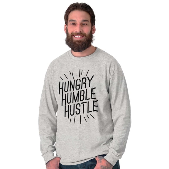 Hungry Humble Hustle Inspirational Plus Size Long Sleeve Graphic Tee Shirt Brisco Brands 3X