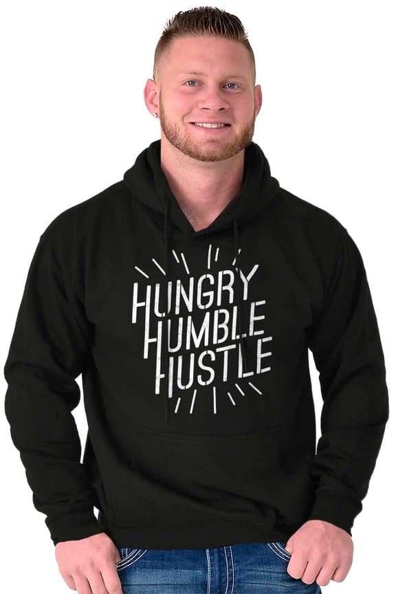 Hungry Humble Hustle Inspirational Unisex Plus Fleece Graphic Hoodie Brisco Brands 2X