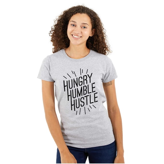 Hungry Humble Hustle Inspirational Womens Fitted Plus Size Graphic Tee Brisco Brands 2X