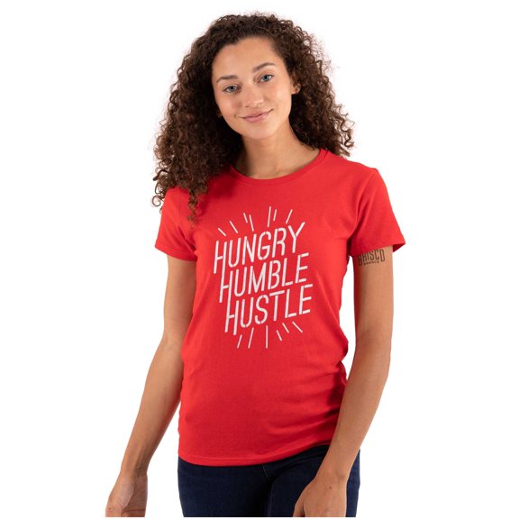 Hungry Humble Hustle Inspirational Womens Slim Fit Graphic Tee Brisco Brands M