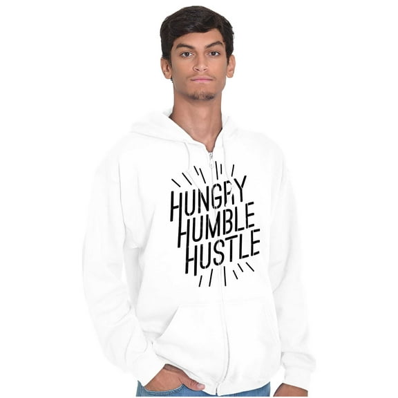 Hungry Humble Hustle Inspirational Zip Up Hoodie Men's Women's Brisco Brands S