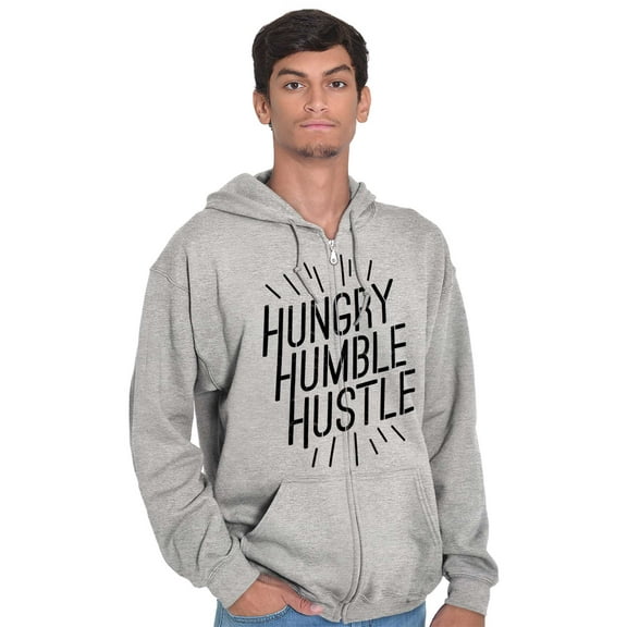 Hungry Humble Hustle Inspirational Zip Up Hoodie Men's Women's Brisco Brands X