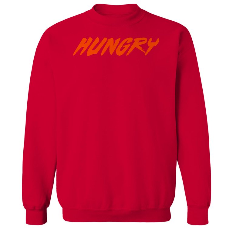 Hungry Humor Graphic Red Men s Crewneck Sweatshirt