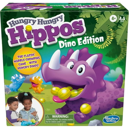 Hungry Hungry Hippos Dino Edition Board Game, Pre-School Game for Ages 4 and Up; for 2 to 4 Players ( Exclusive)