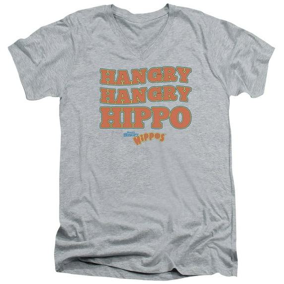 Hungry Hungry Hippos Hangry S/S Adult V-Neck T-Shirt 30/1 T-Shirt Athletic Heather