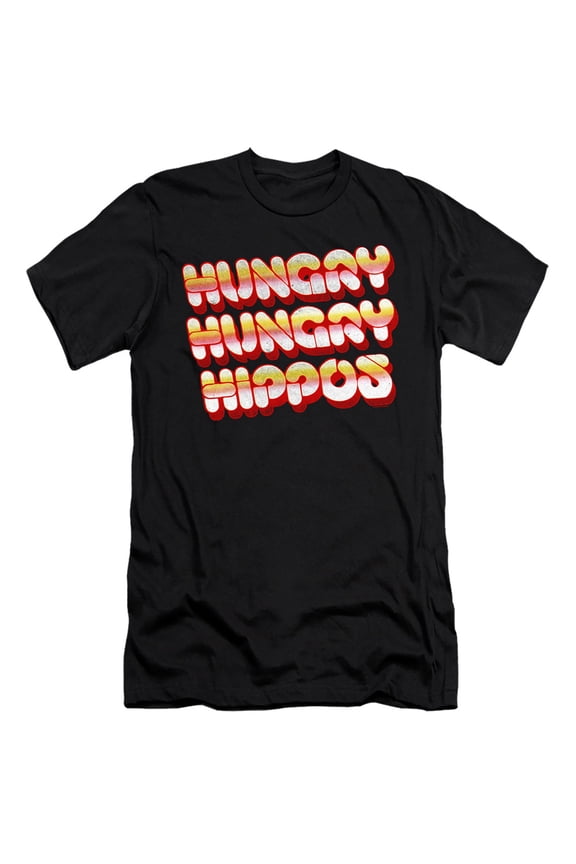 Hungry Hungry Hippos Hungry Vintage Logo HBO S/S Adult 30/1 T-Shirt Black
