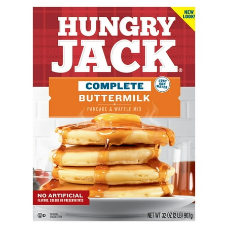 Hungry Jack Complete Buttermilk Pancake Mix and Waffle Mix, 32 Oz Box