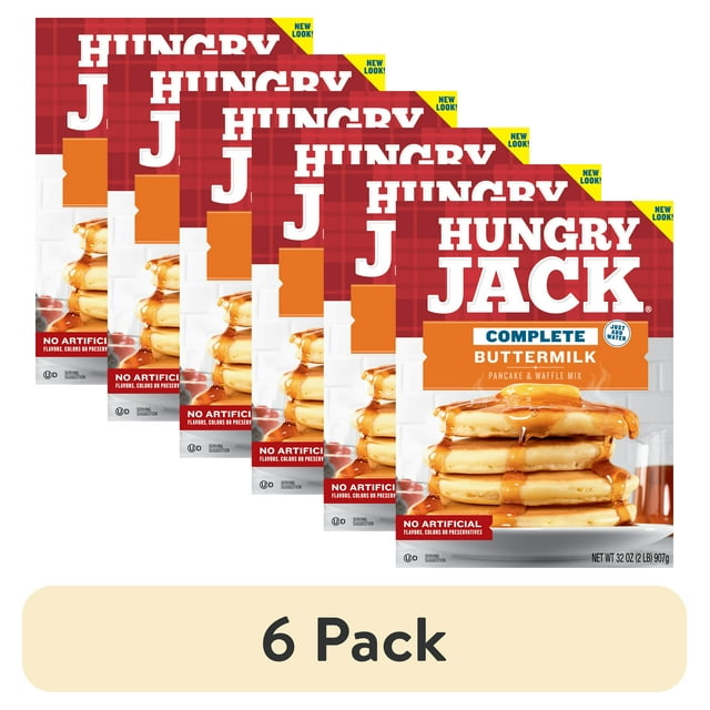 (6 pack) Hungry Jack Complete Buttermilk Pancake Mix and Waffle Mix, 32