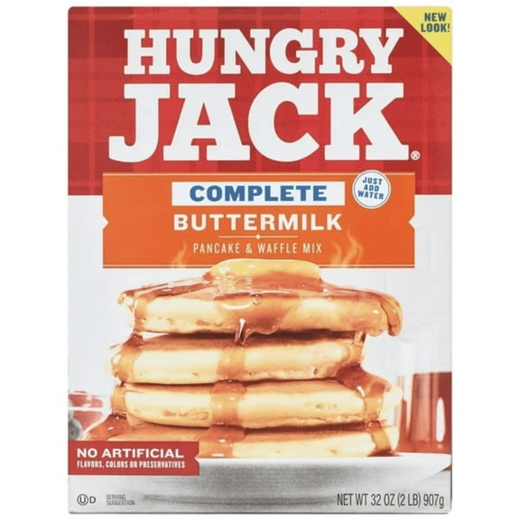 Hungry Jack Complete Buttermilk Pancake Mix and Waffle Mix, 32 oz (Pack of 2)