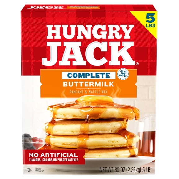 Hungry Jack Complete Buttermilk Pancake Mix and Waffle Mix, 5 Lb Box - pack of 2