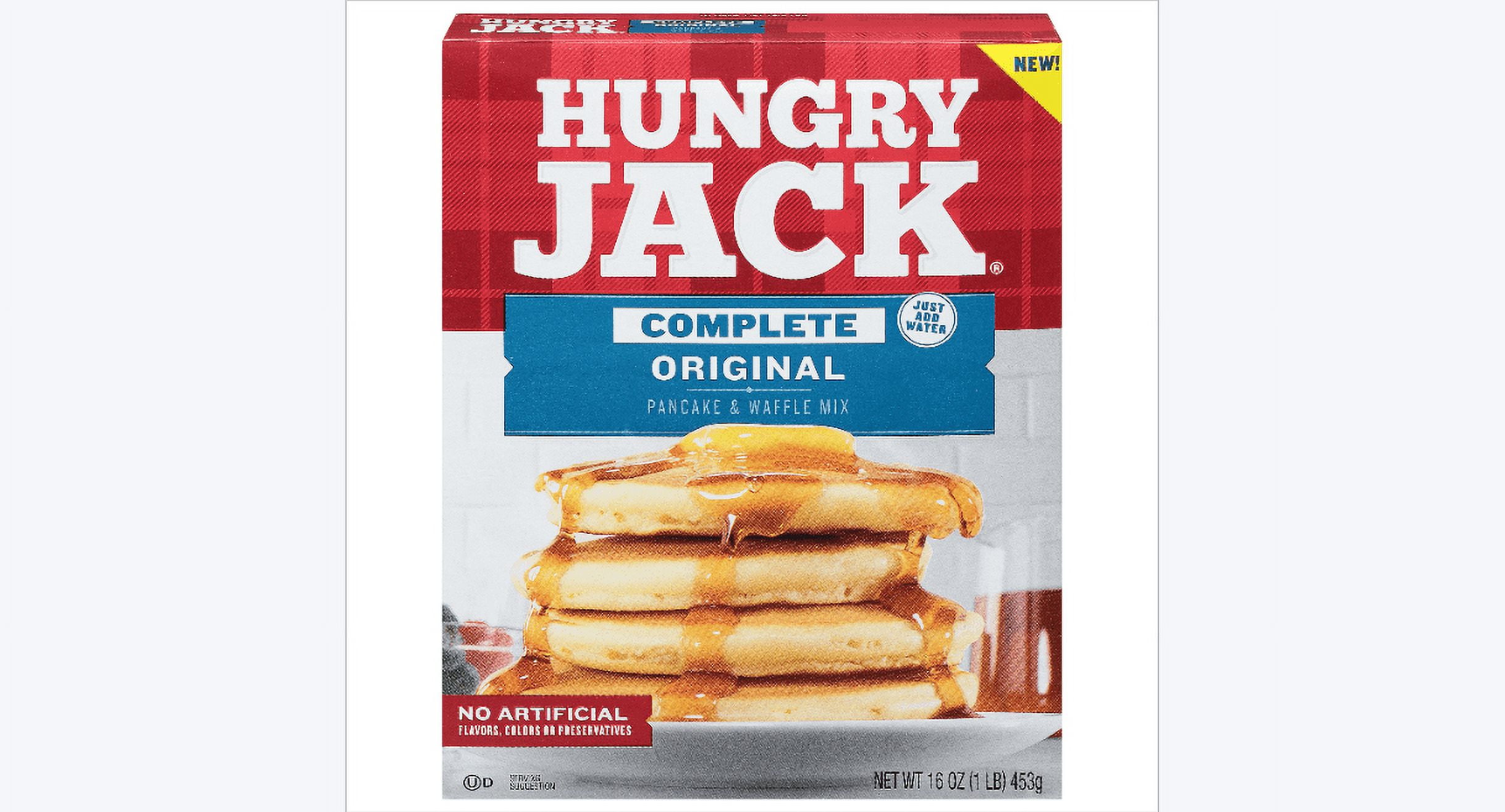 Hungry Jack Original Complete Buttermilk Pancake And Waffle Mix, Just Add Water, 16oz Box