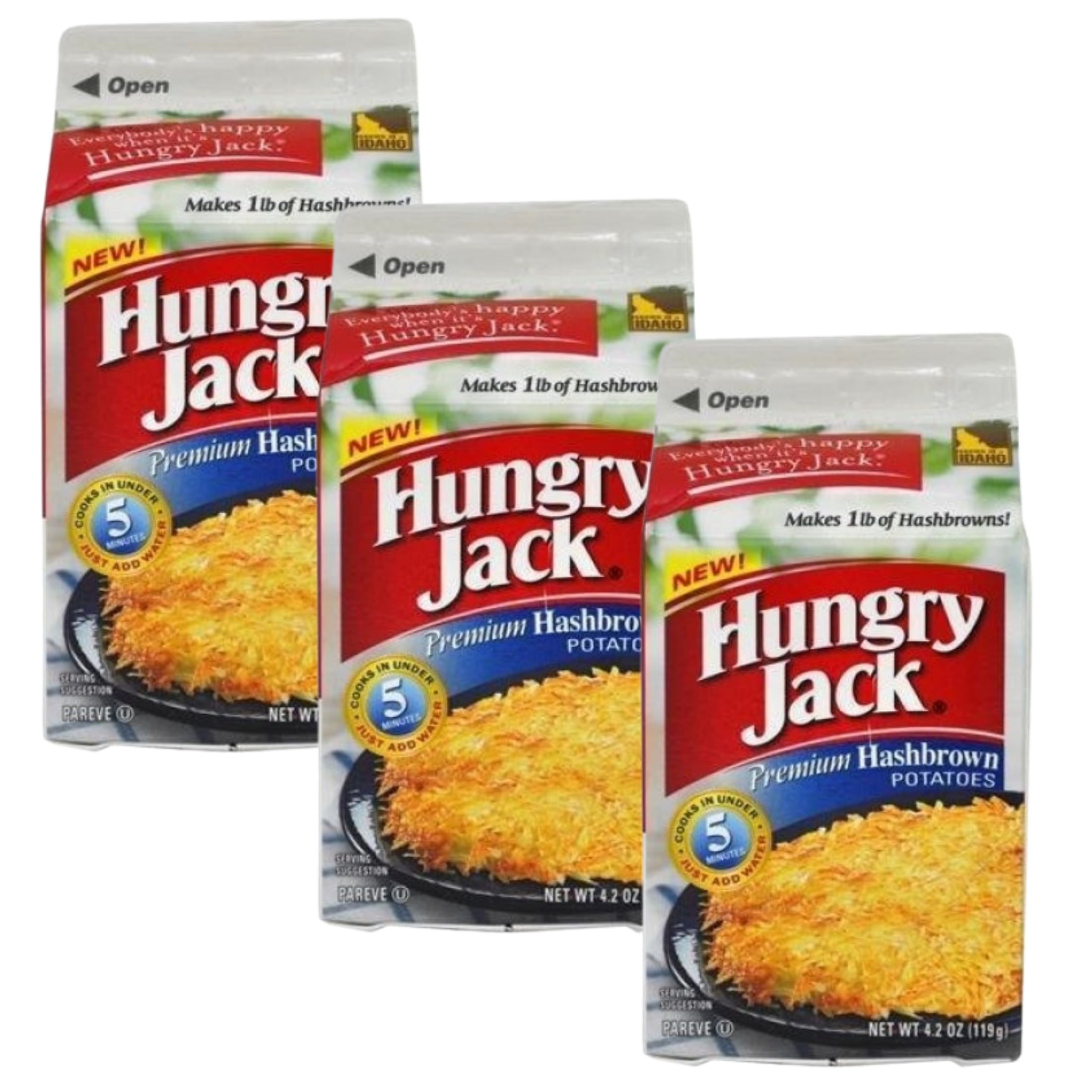Hungry Jack Premium Hashbrown Potatoes 4.2oz Carton bundle of 3