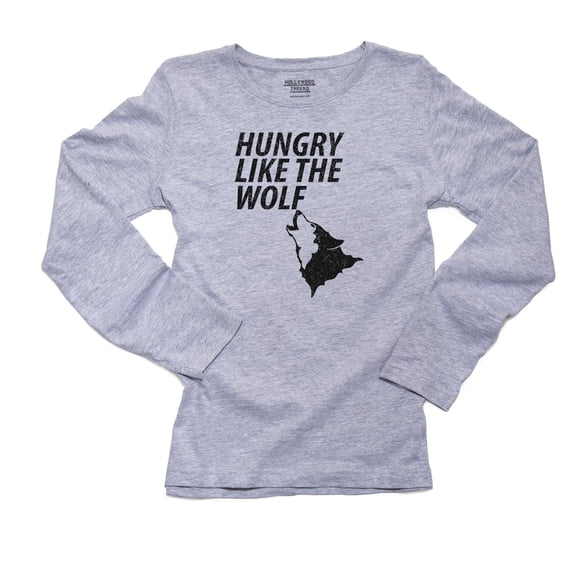 Hungry Like the Wolf - Trendy Wolf Howling Women's Long Sleeve Grey T-Shirt
