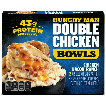 Hungry-Man Double Chicken Bacon Ranch Bowls Frozen Meal, 15 oz (Frozen)