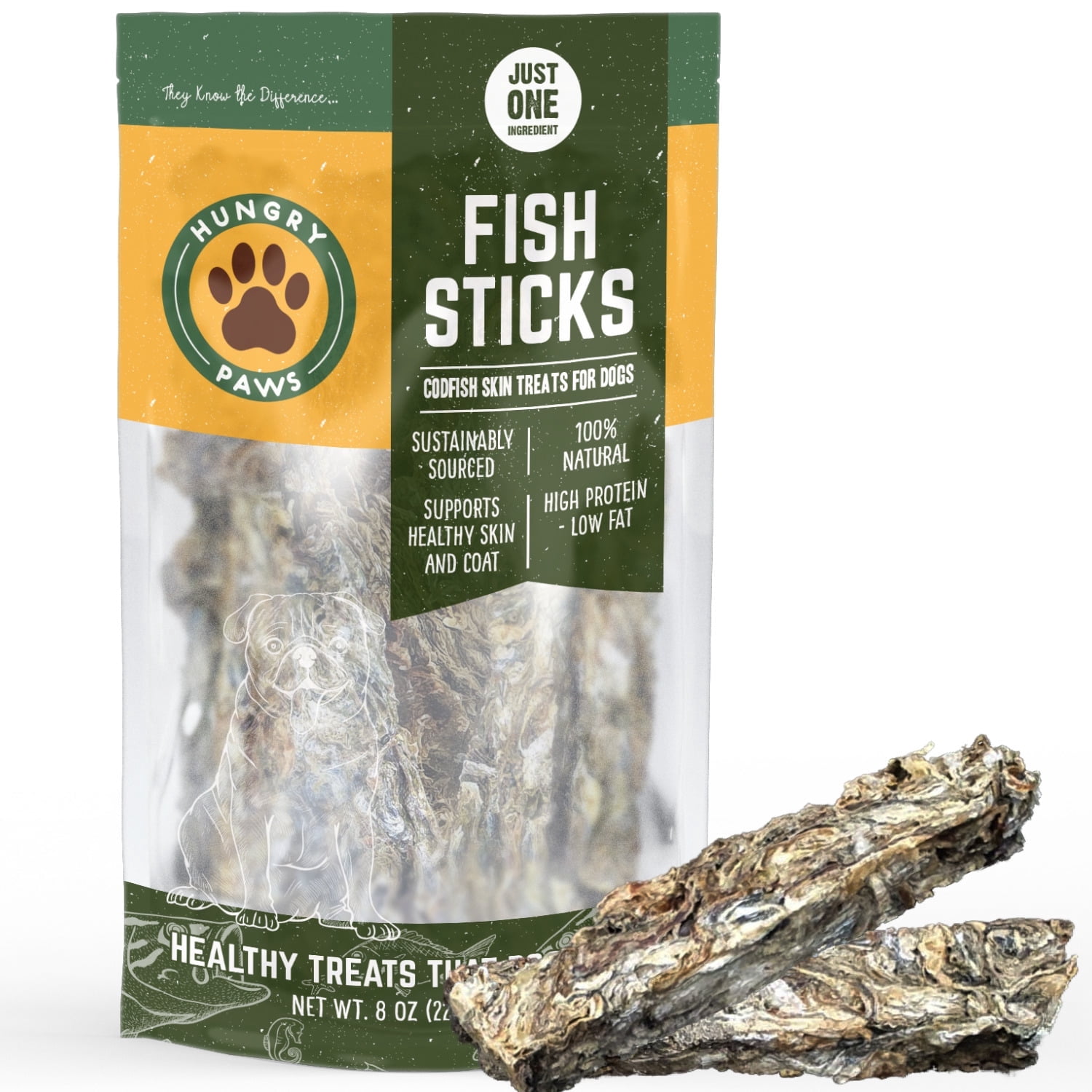 Cod Skin Sticks - Single Ingredient Dog Treats - Walmart.com