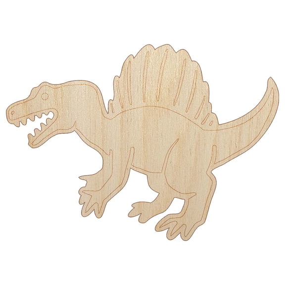 Hungry Spinosaurus Dinosaur with Sail Spines Wood Shape Unfinished Piece Cutout Craft DIY Projects - 4.70 Inch Size - 1/8 Inch Thick