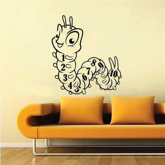Hungry Worm Caterpillar Counting Number Worm Vinyl Wall Decal Wall Sticker For Kids Children Room Wall Decoration Playroom Bedroom Counting Number Vinyl Wall Decal Design Boys Girls Size (30x30 inch)