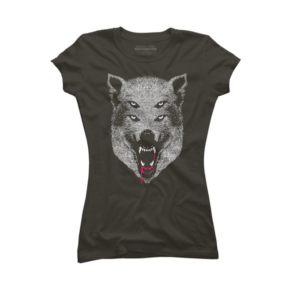 Hungry like two Wolves Juniors Charcoal Gray Graphic Tee - Design By Humans M