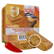Hungrybird Energy+ No-Melt, High-Protein Suet Cake with Hot Pepper Filling for Outside Wild Bird Feeders