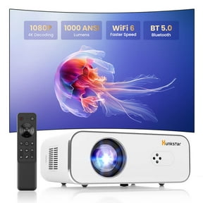 Hunkstar P3s Smart Home Theater 4K 1080p Projector with 5W Speakers,1000ANSI,Auto Focus & 6D Keystone,Support Android OS, Adjustable Angle,WiFi Bluetooth Movie Projector