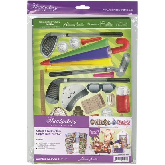 Hunkydory For Him Collage-A-Card Shaped A4 Card Collection-Makes 24