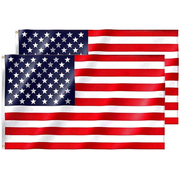 Hunlyman 2PCS American Flags for Outside, 3 x 5 FT Heavy Duty US Flag for High Wind Outdoor, Fade Resistant & Waterproofs