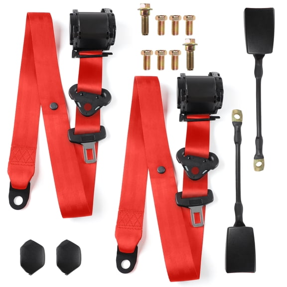 Hunlyman 3-Point Pads Adjustable Retractable Straps Cover Universal Replacement Set for Go Kart,Club Golf Cart,Minivan Van,SUV,UTV, VR,Pickup,Truck