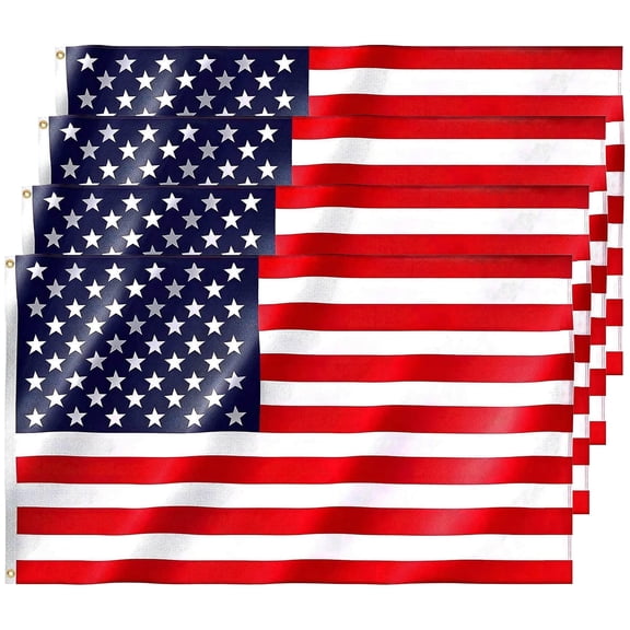 Hunlyman 4PCS American Flag 3x5 FT, USA Flags Indoor/Outdoor Quality Polyester with Vivid Color Double Stitched Edges Brass Grommets Decorations
