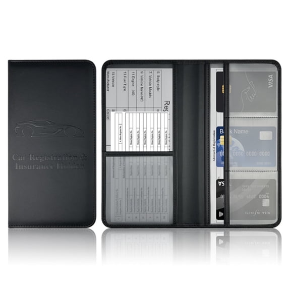 Hunlyman Car Registration & Insurance Card Holder, PU Leather Vehicle Document Case, Vehicle Paper Organiser Holder