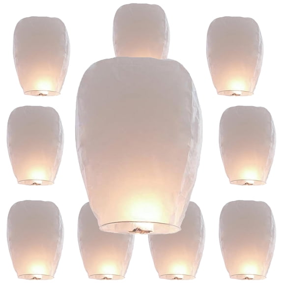 Hunlyman Chinese Paper Lanterns (10 Packs), Biodegradable for Festivals, Wishes, Memorials, Funerals, Birthdays & Parties