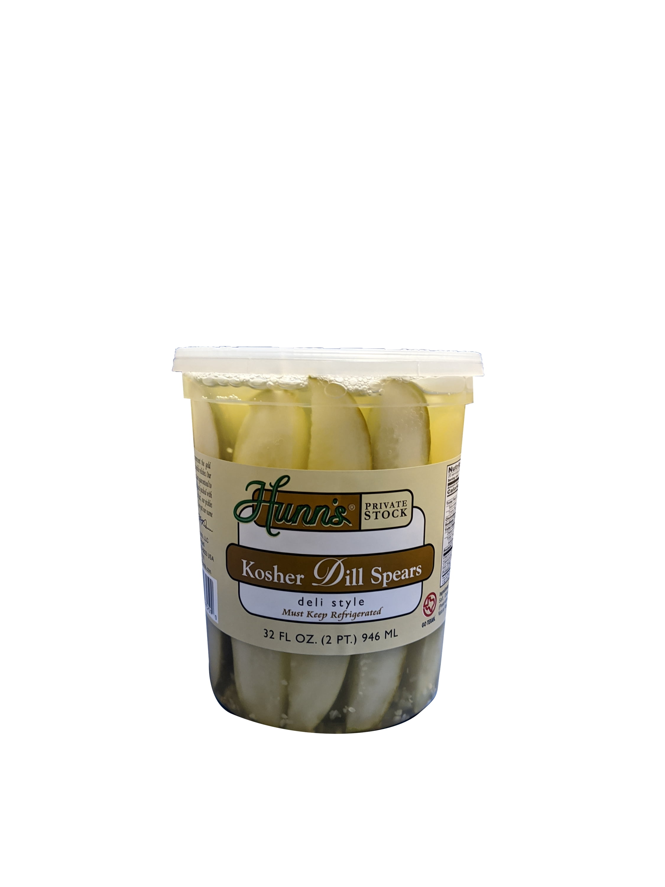 Hunn's Private Stock Kosher Dill Pickles, 32 fl oz.