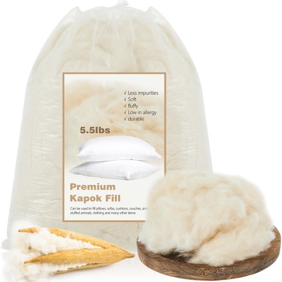 HunnmingRe 2.2 lbs/ 1000 g Premium Kapok Filling 100% Organic Kapok Stuffing Anti Sensitive Natural Fiber for Filling Pillows Toys Quilt Sofa Couches Doll Mattresses Pet Bed Cloud Decorations & More