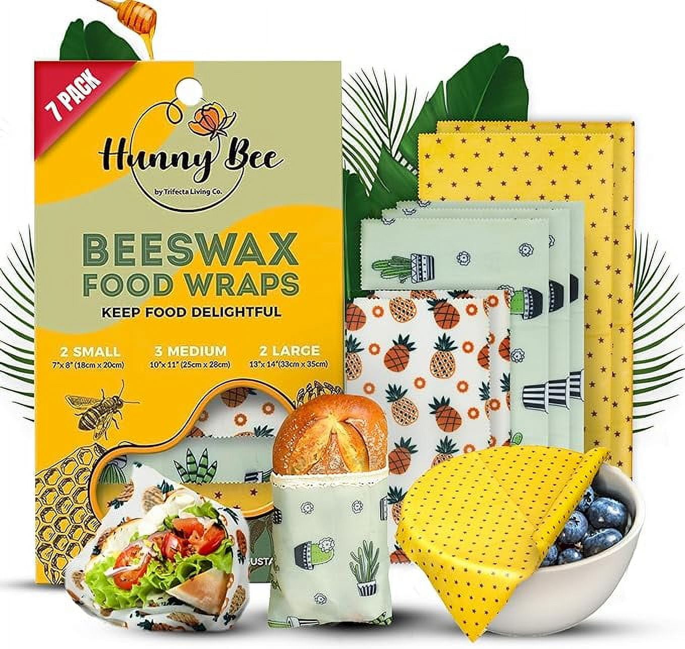 Hunnybee Beeswax Food Wrap (7 Pack) Beeswax Paper, Reusable Kitchen