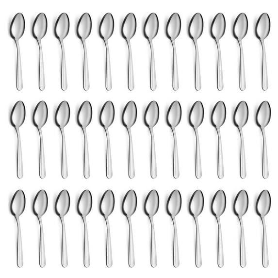 Hunnycook 36 Pieces Dinner Spoons Set, 8" Stainless Steel Silverware Spoons, Durable Dessert Spoons, Tablespoon for Home Kitchen Restaurant, Mirror Polished, Dishwasher Safe