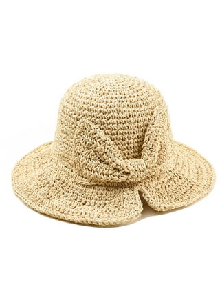 Women Fashion Summer Bow Straw Foldable Hat Beach Sun